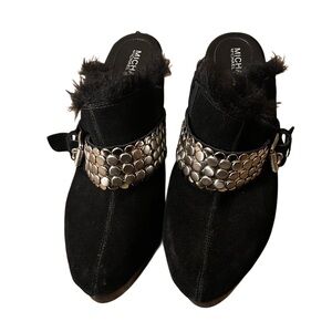Micheal Kors sexy Black Suede Women's Shoes with Silver Buckles & Accents. 🛍️🛒✨